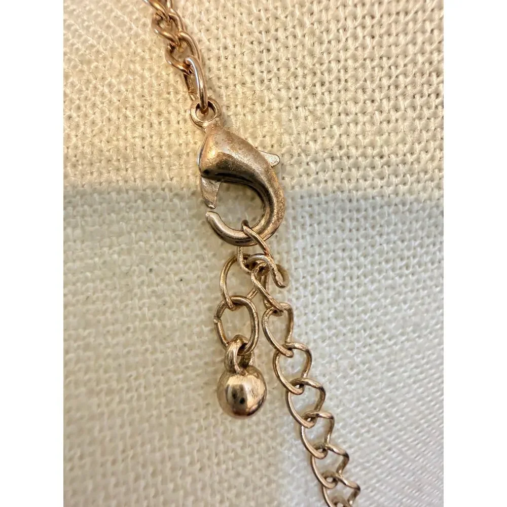 Vintage Gold Tone Circle Pendant Necklace 34”